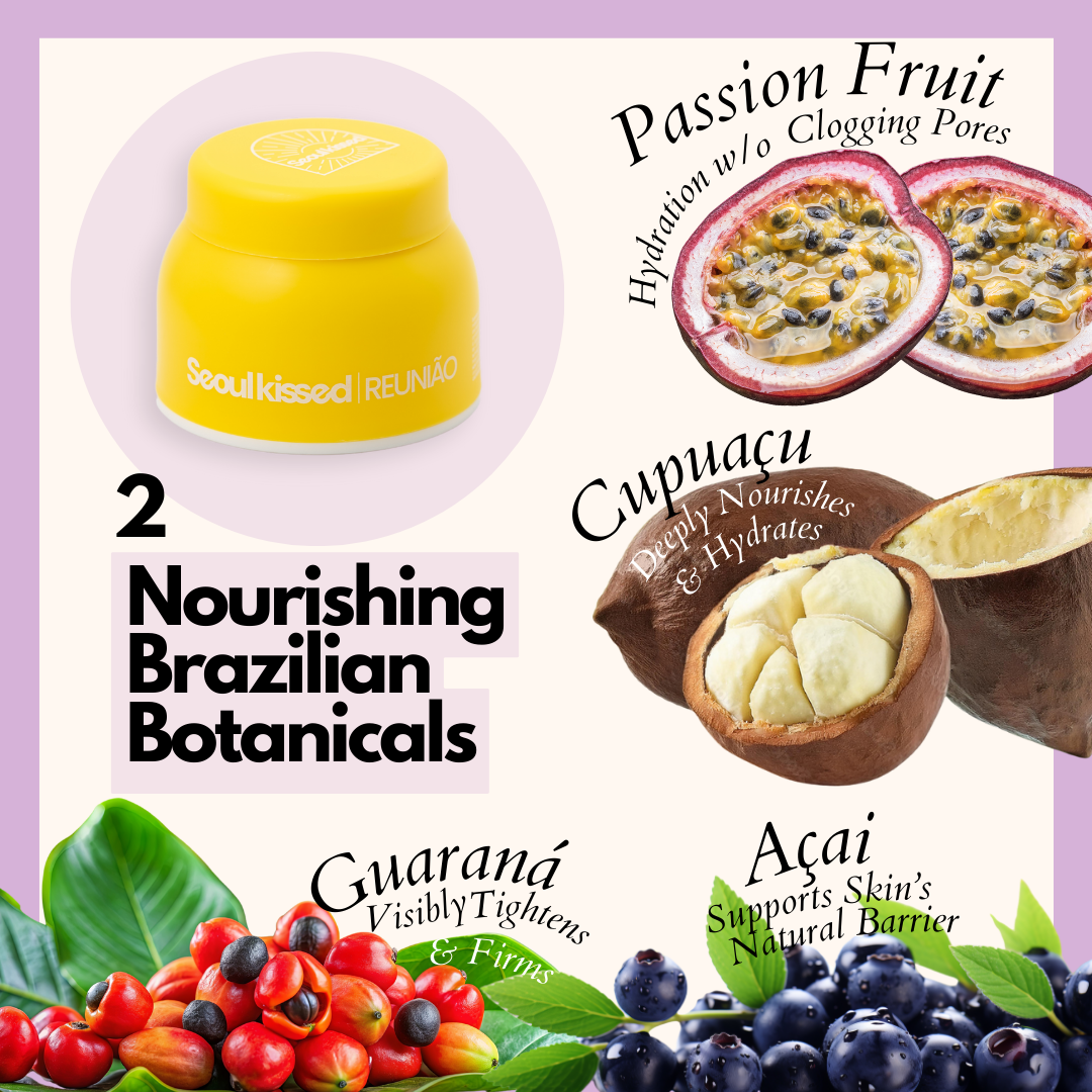 Seoulkissed REUNIÃO Brazilian Body Cream with Amazon Superfruits Acai, Guarana, Cupuacu, Body Nourishing Moisturizer, 3.3 fl.oz